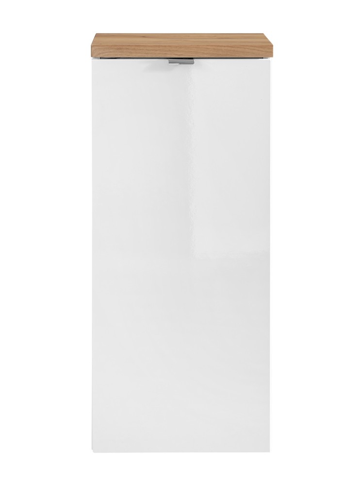 Stylefy Capricorno White 811 mit Wäschekorb  Hängeschrank Weiß Hochglanz | Eiche