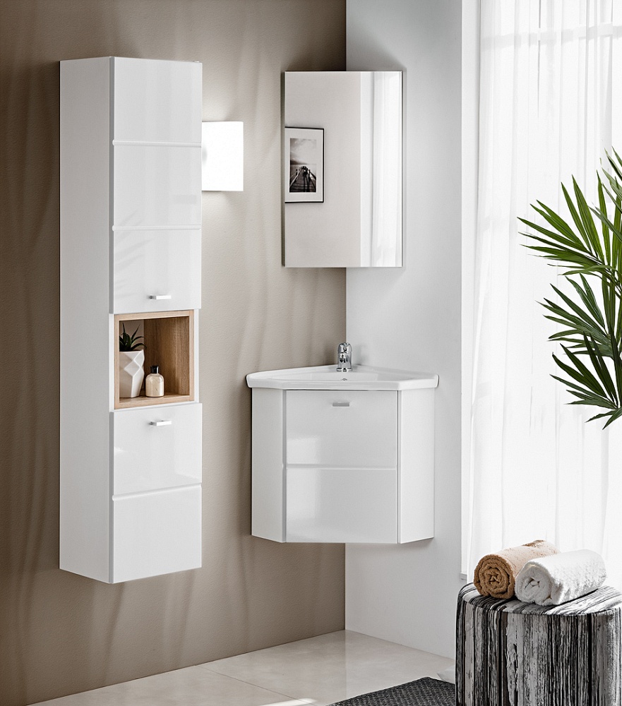 Stylefy Barung Badezimmerset Weiß | Weiß Hochglanz