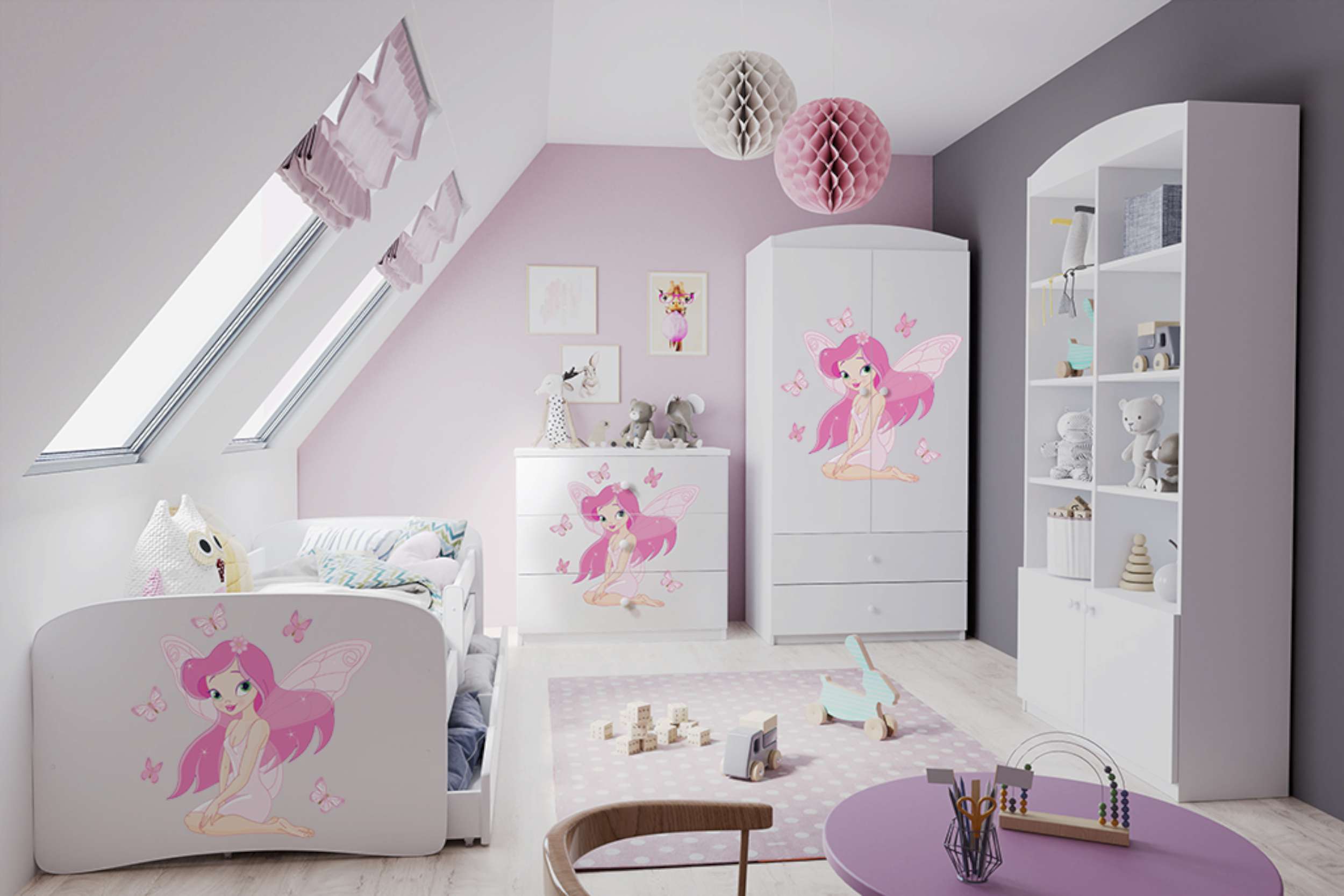 Stylefy Dreams II Kinderzimmer-Set Weiß 80x180 cm
